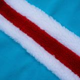 [UNISEX] Faux-shearling Striped-Trim Pullover (Blue) (6656033620086)