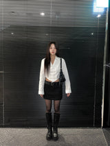 [UNISEX] 2ラインアイレットベルト (ブラック)