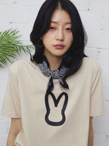 ムーンバニーアウトラインTシャツ/MOON BUNNY OUTLINE T-SHIRT LIGHT BEIGE (6586878689398)