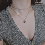  Modern Heart Rhinestone Layered Necklace - Gold Color (VIVIZ Sinb, Oh My Girl YooA, STAYC Seeun Necklace)