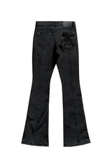 COATED BLACK BOOTS CUT DENIM
