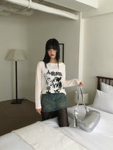 Koga see-through printed boat neck knit t-shirt