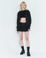 Pleated Logo-Tape Mini Skirt _ Black