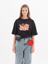 エンジェルプリントワイド半袖Tシャツ ブラック / angel print wide short sleeve t-shirt blavk (4470390882422)