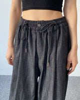バルーンストリングデニムパンツ/Balloon string denim pants (6623658803318)