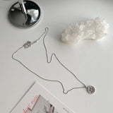 パールキュービックニットスマイルコインハンドメイドネックレス/mmi Silver 925 Pearl Cubic Kit Smile Coin Handmade Necklace