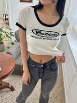 blur short sleeve cropped tee