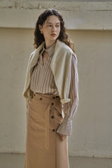 ベルトボタンスカート/BELTED BUTTON SKIRT_BEIGE