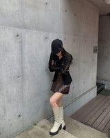Leather cargo skirt pants