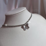 Silver Butterfly Chain Choker Necklace