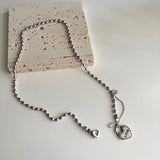 ラブハートロックボールドチェーンハンドメイドネックレス / jalo Love Heart Lock Bold Chain Handmade Necklace