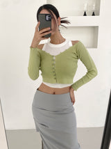 アンフッテッドシャーリングスリットロングスカート / Unfooted shirring slit long skirt