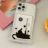 キュートアクトキャットブラック カードストレージフォンケース