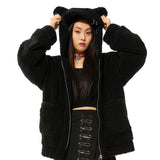 0 5 Punk Bear Fleece Jacket - BLACK (6626827403382)