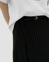 ストライプミディベルトスカート/striped midi belted skirt