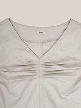 PINTUCK POINT BLOUSE [ MINT GRAY ]
