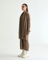 ALPACA CABLE KNIT MUFFLER & ONEPIECE SET - COCOA (6635997102198)