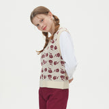FLOWER JAQUARD KNIT VEST_BEIGE (6610820825206)