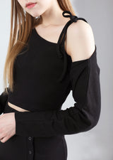 セット リボンノースリーブ&ボレロ / SET Ribbon Sleeveless Bolero Black