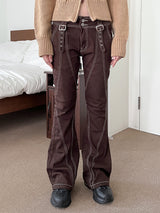 ブラウン ステッチ ブーツカット トラウザー / brown stitch bootcut trousers