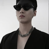 スチール ライン カーブ チェーン ネックレス / [BLESSEDBULLET]STEEL LINE CRUVE CHAIN NECKLACE_ANTIQUE SILVER/ANTIQUE GOLD