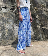 防水タイダイ プリーツ ワイドパンツ / [Made] Waterproof tie die pleats wide pants (2 colors)