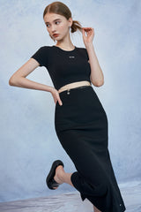 HIDE Logo Chain Crop Top (Black) (6570975035510)