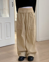 Pinat Folding String Banding Cargo Long Wide Pants