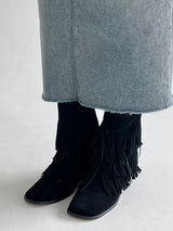 フリンジショートブーツ/Fringe Short Boots (2color)