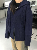 Corbin knit hood zip up
