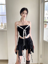 レースレイヤードリボントップ/887. Lace layered ribbon top (4color)