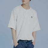 ボタンアップワッフルヘンリーネック / BUTTON UP WAFFLE HENLEY NECK_WHITE