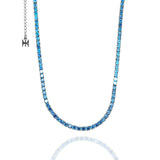 スカイブルーミニテニスネックレス/[S925] Skyblue Mini Tennis Necklace (black silver)