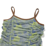 GRAPHIC LAYERED SHIRRING SLEEVELESS [LIME]