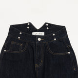 ハイウエストディープブルーワイドフィットサスペンダーデニムパンツ/RED VELVER WENDY WORN HIGH WAIST DEEP BLUE WIDE FIT SUSPENDER DENIM PANTS [16636]
