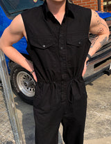 Solid Tone Sleeveless Jumpsuit (6693244895350)
