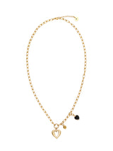 ハートブラックハートキュービックサージカルネックレス / HEART BLACK HEART CUBIC SURGICAL NECKLACE GOLD