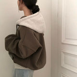 [BELLIDE MADE] ツートーンウールボクシーフードジップアップ