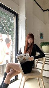 Slim line ribbed mini dress