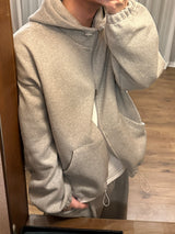 ユニセックスハイネックフードジップアップ