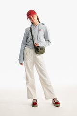 スモールチェリークロップフーディージップアップ／SMALL CHERRY CROP HOODIE ZIP UP [MELANGE GRAY]