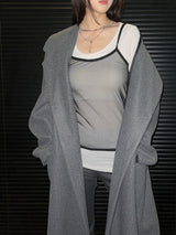 [UNISEX] Wool back button maxi long coat (Gray)