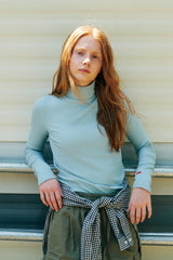 CHERRY BASIC HALF NECK T-SHIRT [LIGHT MINT]