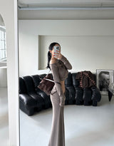 unbalanced twisted maxi long skirt