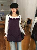 Elt ボカシシャーリングストラップスリムフードTシャツ