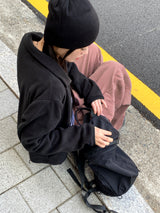 ラコベーシックストリングセミクロップフリースジップアップ