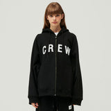 クルーネックフーディージップアップ/CREW HOOD ZIP UP (BLACK)