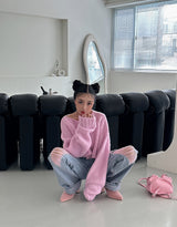 Pink Damage Wide Jeans