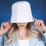 Label drop over fit bucket hat WHITE