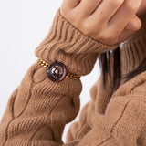 シグネイチャーボタンウィズボールドチェーンブレスレット/Merry,Motive signature button with bold chain bracelet (2colors)
